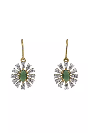 Gold plated green stone earrings in sterling silver