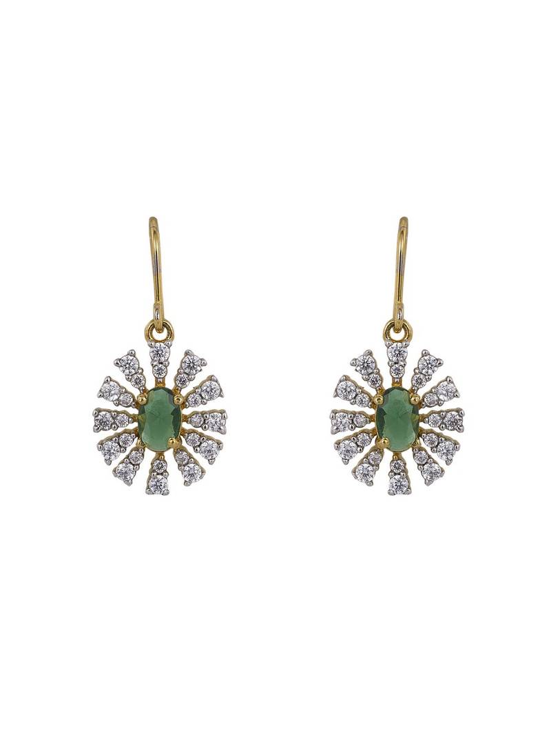 Gold plated green stone earrings in sterling silver