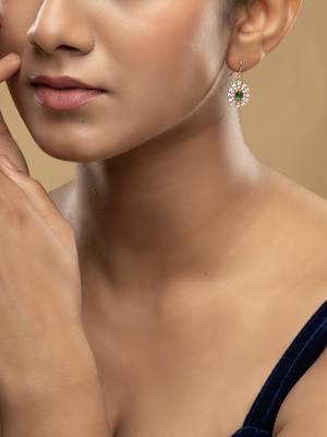 Gold plated green stone earrings in sterling silver 1