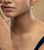 Gold plated green stone earrings in sterling silver