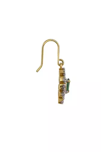 Gold plated green stone earrings in sterling silver