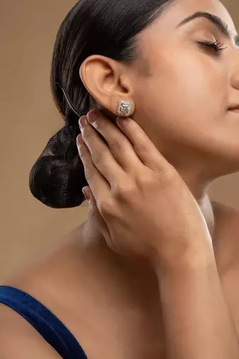 Gold plated stud earrings in sterling silver