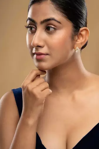 Gold plated stud earrings in sterling silver
