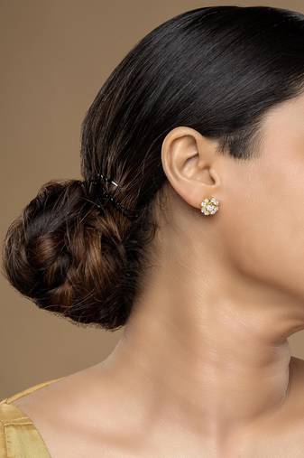 Gold plated stud earrings in sterling silver