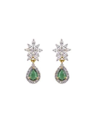 Gold plated green stone dangler earrings in sterling silver 1