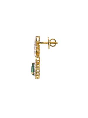Gold plated green stone dangler earrings in sterling silver 3