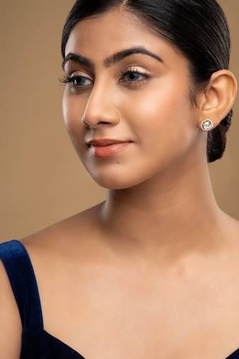 Gold plated stud earrings in sterling silver