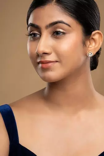 Gold plated stud earrings in sterling silver
