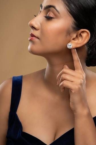 Gold plated stud earrings in sterling silver