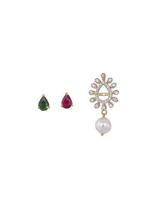 Gold plated green stone dangler earrings in sterling silver 3