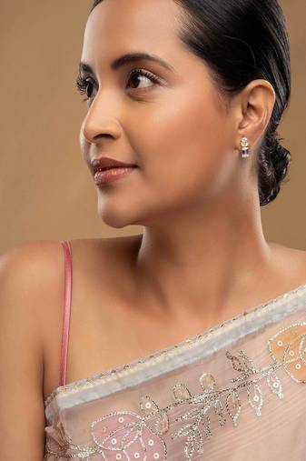 Gold plated stud earrings in sterling silver
