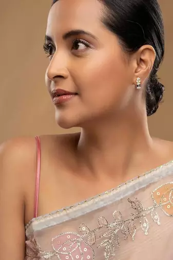 Gold plated stud earrings in sterling silver