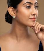 Gold plated green stone stud earrings in sterling silver