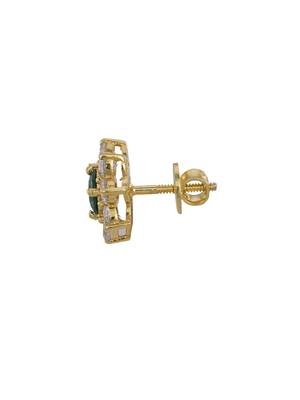 Gold plated green stone stud earrings in sterling silver 3