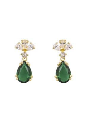 Gold plated green stone dangler earrings in sterling silver 2