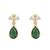 Gold plated green stone dangler earrings in sterling silver