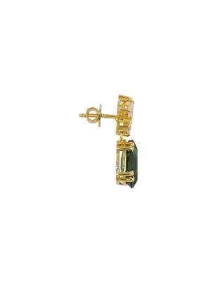 Gold plated green stone dangler earrings in sterling silver 3