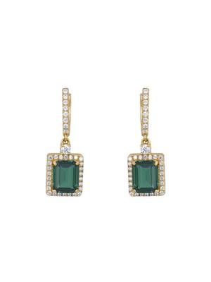 Gold plated green stone dangler earrings in sterling silver 2