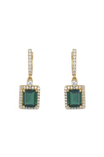 Gold plated green stone dangler earrings in sterling silver