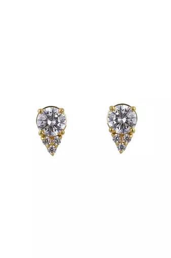 Gold plated stud earrings in sterling silver