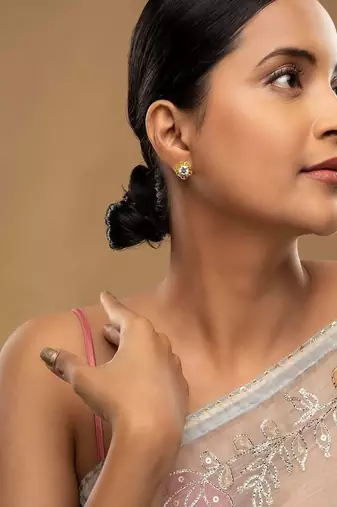 Gold plated stud earrings in sterling silver