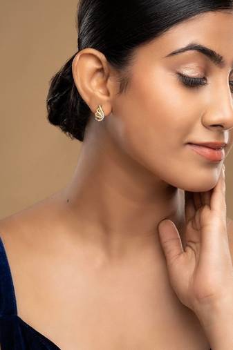 Gold plated stud earrings in sterling silver