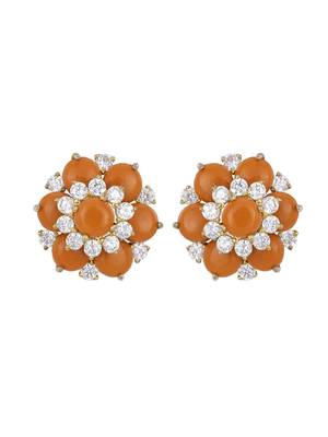 Gold plated orange stud earrings in sterling silver 2