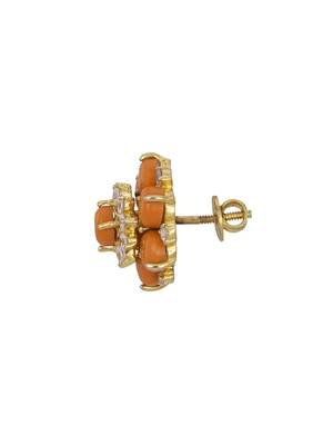 Gold plated orange stud earrings in sterling silver 3