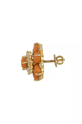 Gold plated orange stud earrings in sterling silver