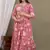 Pink  floral printed  cotton flared maternity maxi dress