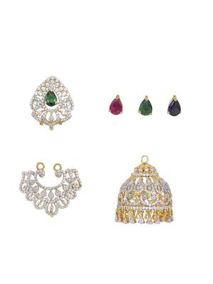 Gold plated green stone jhumkas in sterling silver 4