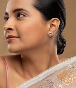 Gold plated black stud earrings in sterling silver