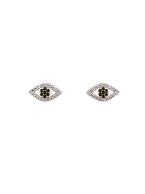 Gold plated black stud earrings in sterling silver 3