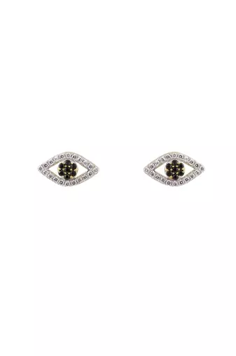 Gold plated black stud earrings in sterling silver