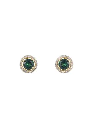 Gold plated green stone stud earrings in sterling silver 2