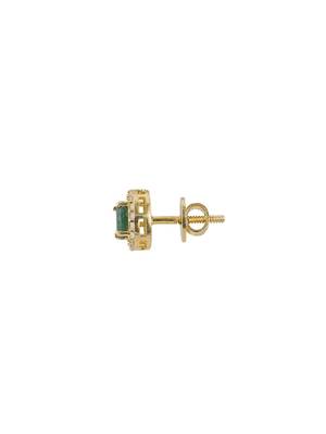 Gold plated green stone stud earrings in sterling silver 3