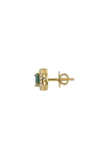 Gold plated green stone stud earrings in sterling silver