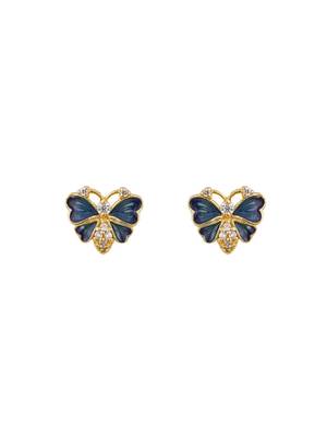 Gold plated blue stone stud earrings in sterling silver 2
