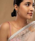 Gold plated blue stone stud earrings in sterling silver