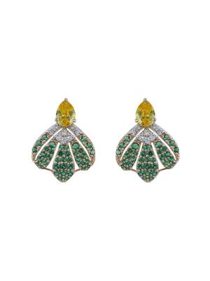 Gold plated green stone stud earrings in sterling silver 2