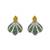 Gold plated green stone stud earrings in sterling silver