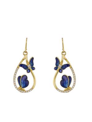 Gold plated blue stone earrings in sterling silver 2