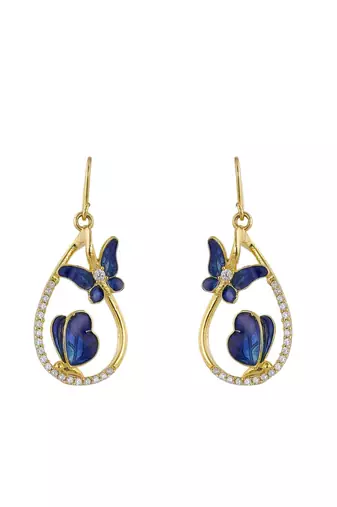 Gold plated blue stone earrings in sterling silver