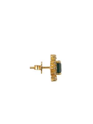 Gold plated green stone stud earrings in sterling silver 3