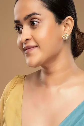 Gold plated stud earrings in sterling silver