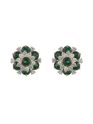 Gold plated green stone stud earrings in sterling silver 2