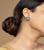 Gold plated green stone stud earrings in sterling silver