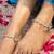 Textured disc motif silver anklet