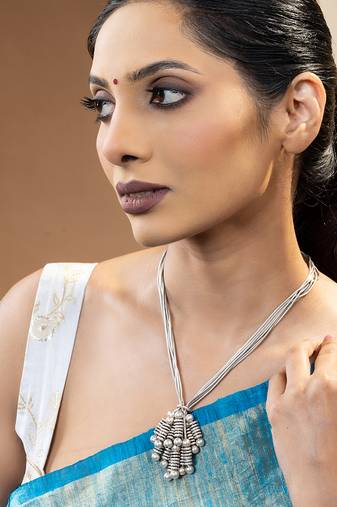 Heritage oxidised silver necklace