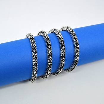 Trendy modish oxidised silver plated set of 4 bangle for women and girls 2